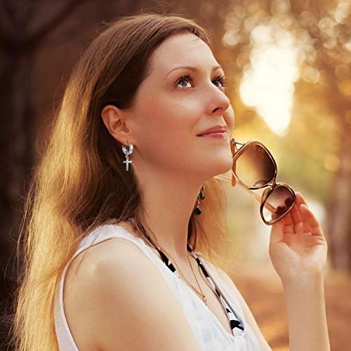 6 Pares Pendientes de Cruz Acero, Joeyer Pendientes de Cruz Colgante Redondo Vintage para Hombres Mujeres