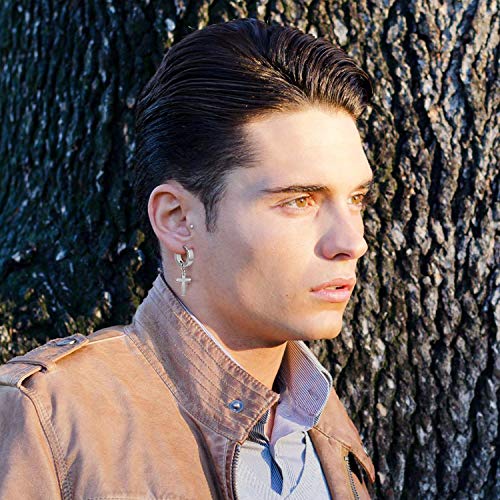 6 Pares Pendientes de Cruz Acero, Joeyer Pendientes de Cruz Colgante Redondo Vintage para Hombres Mujeres