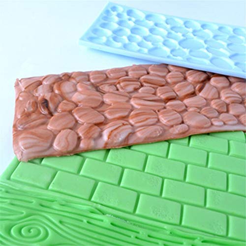 6 Piezas Bricolaje Chocolate Helado Azúcar Textura Realza Horneado Molde,Pasta de Goma Fabricación Muestra Silicona Texturizador Felpudo,Fondant Decoración Tartas Corteza Árbol Borde Encaje Cocina