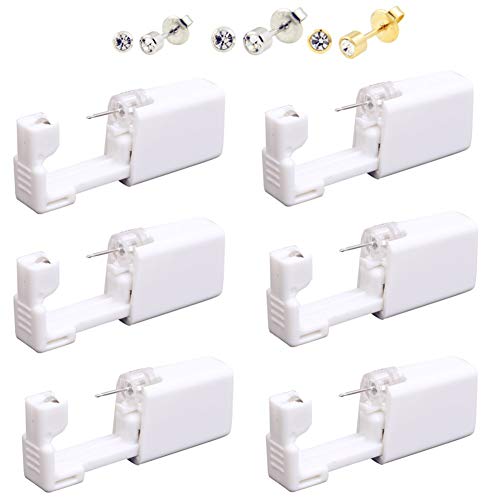 6 pistolas perforadoras desechables para pendientes de oreja con pendientes, sin dolor, equipo de pistolas perforadoras de oreja, herramientas para niñas, niños, mujeres, hombres