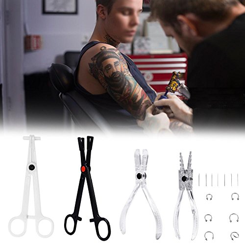 6 Unids Piercing Kit Profesional Ear Nose Deco Tools Alicates Agujas Set Con Stud Ring