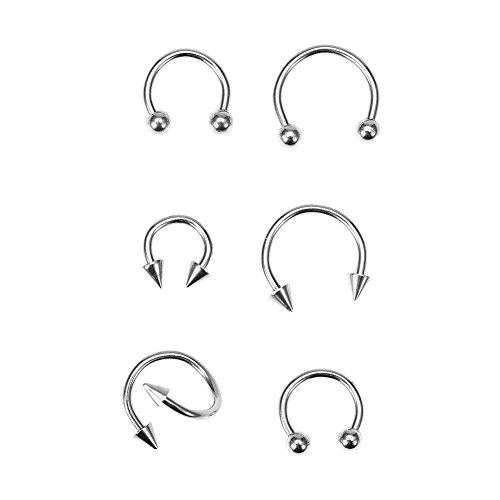 6 Unids Piercing Kit Profesional Ear Nose Deco Tools Alicates Agujas Set Con Stud Ring