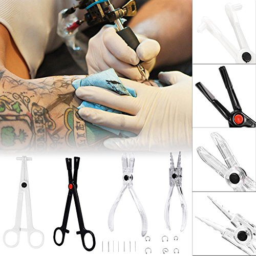 6 Unids Piercing Kit Profesional Ear Nose Deco Tools Alicates Agujas Set Con Stud Ring