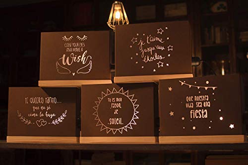 60watios.com caja luminosa letras/cajas de madera, cuadros de led para regalos originales mujer, decoracion, cumpleaños mensajes personalizados (soy el resultado perfecto entre papa y mama)