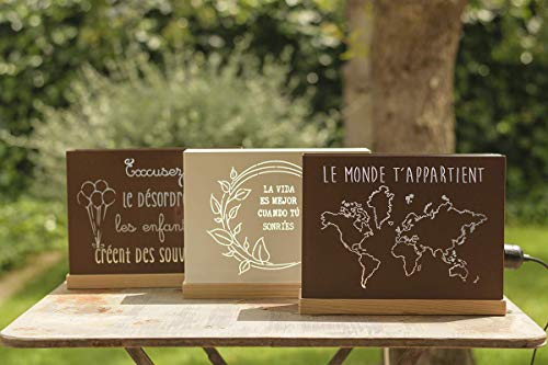 60watios.com caja luminosa letras/cajas de madera, cuadros de led para regalos originales mujer, decoracion, cumpleaños mensajes personalizados (soy el resultado perfecto entre papa y mama)