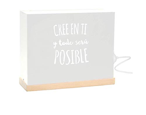 60watios.com caja luminosa letras/cajas de metal y madera natural, cuadros de led para regalos originales mujer, decoracion, cumpleaños o mensajes personalizados (cree en ti y todo será posible)