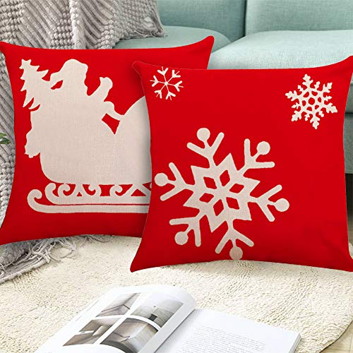 6pcs Christmas Throw Pillow Cover 18 X 18 Inches Christmas Cushion Throw Covers Cases Linen Throw Linen Decorative Square Couch Pillow Cover Pillowcase for Sofa Bed Chair Living Room Home Decorations