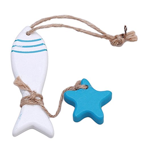 6pcs mediterráneo madera mar pescado colgante náutico decoración colgar en la pared regalo Crafts