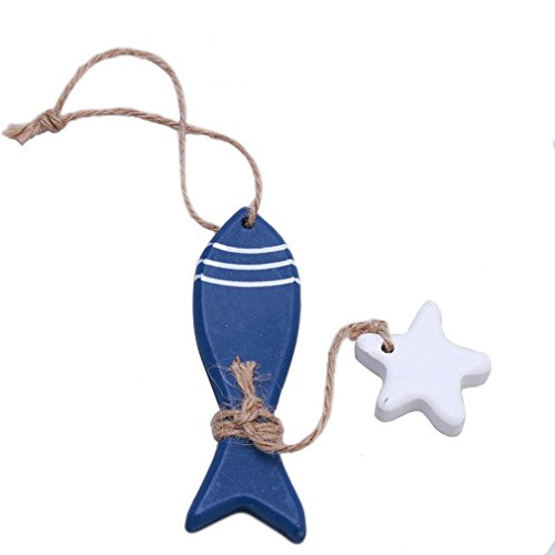6pcs mediterráneo madera mar pescado colgante náutico decoración colgar en la pared regalo Crafts