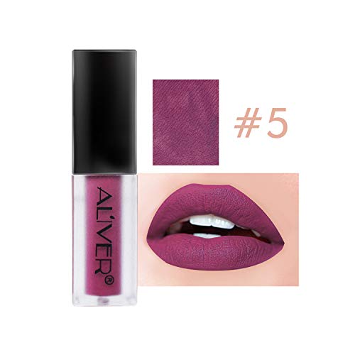 7 colores brillo de labios mate, brillo de labios de metal resistente al agua, a prueba de besos de larga duración, antiadherente, antiolor, botella esmerilada, elegante decoración en el tocador.