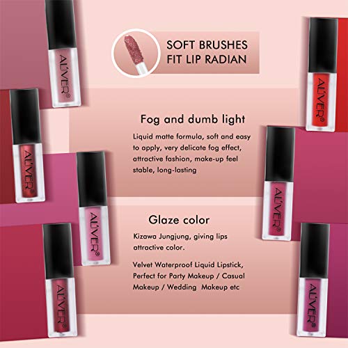 7 colores brillo de labios mate, brillo de labios de metal resistente al agua, a prueba de besos de larga duración, antiadherente, antiolor, botella esmerilada, elegante decoración en el tocador.