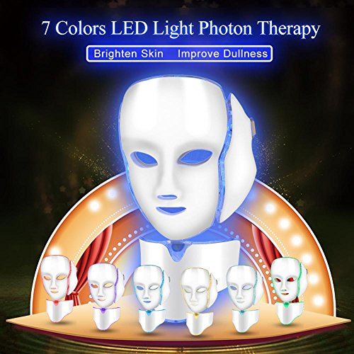 7 Colores Photon Máscara de la Cara para el Cuello de la Cara Anti arrugas Eliminación del acné Reducir los poros y la piel firme Rejuvenecimiento de la Piel Blanqueamiento Facial