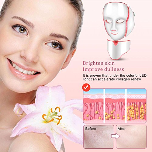 7 Colores Photon Máscara de la Cara para el Cuello de la Cara Anti arrugas Eliminación del acné Reducir los poros y la piel firme Rejuvenecimiento de la Piel Blanqueamiento Facial