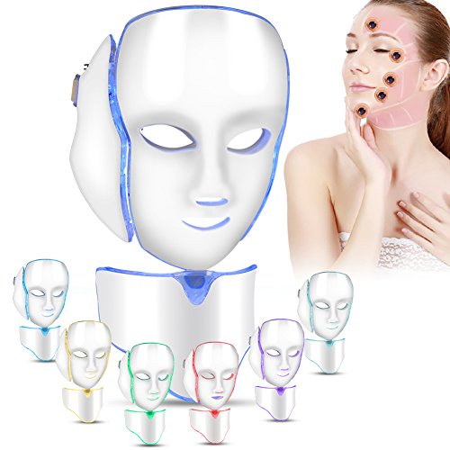 7 Colores Photon Máscara de la Cara para el Cuello de la Cara Anti arrugas Eliminación del acné Reducir los poros y la piel firme Rejuvenecimiento de la Piel Blanqueamiento Facial