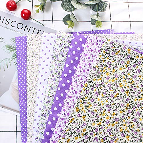 7 piezas de 50 * 50 cm tela de Algodón y lino utilizada para la decoración de costura artesanal telas patchwork DIY. (Morado)