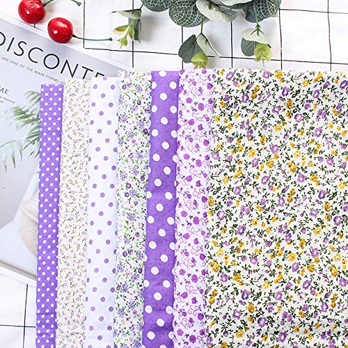 7 piezas de 50 * 50 cm tela de Algodón y lino utilizada para la decoración de costura artesanal telas patchwork DIY. (Morado)