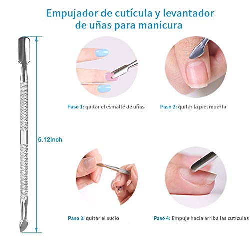7 star Lima de Uñas, Juego de Manicura Profesional, 13 en 1 Acero Inoxidable Cortauñas Pedicura Lavable de Doble Cara de Esmeril, Kit de Manicura para Salón y Uso Doméstico