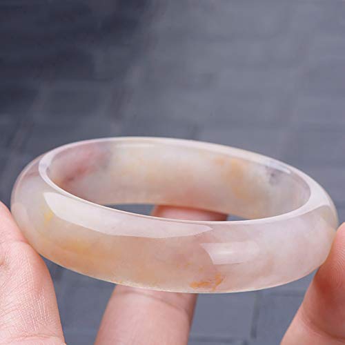 73HA73 Pulsera Brazalete de Jade Violeta Calcedonia Natural Elegante Clásico Seda Dorada Jadeíta Piedra Preciosa Joyería Hecha a Mano Flor de Hielo Jade,58-60mm