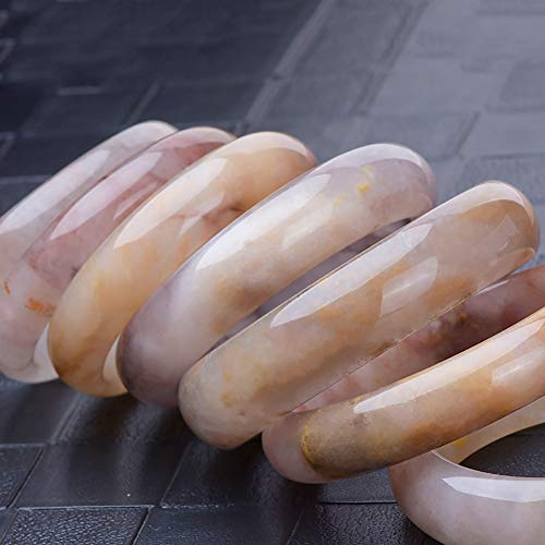 73HA73 Pulsera Brazalete de Jade Violeta Calcedonia Natural Elegante Clásico Seda Dorada Jadeíta Piedra Preciosa Joyería Hecha a Mano Flor de Hielo Jade,58-60mm