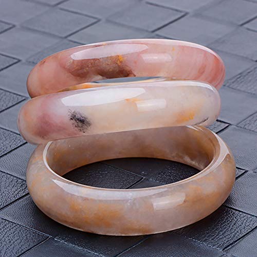 73HA73 Pulsera Brazalete de Jade Violeta Calcedonia Natural Elegante Clásico Seda Dorada Jadeíta Piedra Preciosa Joyería Hecha a Mano Flor de Hielo Jade,58-60mm