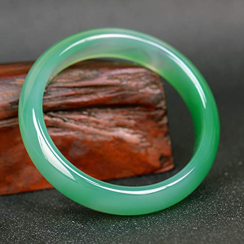 73HA73 Pulsera de Jade Calcedonia Verde Brasileña Natural Elegante Jadeíta Clásica Alta Transparente Hielo Jade Piedra Preciosa Pulsera de Jade Artesanal,56mm