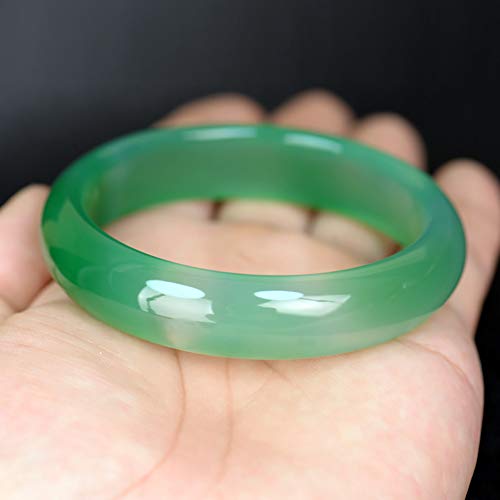 73HA73 Pulsera de Jade Calcedonia Verde Brasileña Natural Elegante Jadeíta Clásica Alta Transparente Hielo Jade Piedra Preciosa Pulsera de Jade Artesanal,56mm