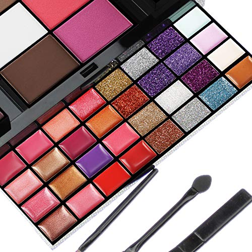 74 Colores Paleta de Sombras de Ojo Kit, Profesional Caja de Maquillaje de Sombras de Ojos, Maquillaje de Regalo Set Incluye Sombra de Ojos, Polvo de Cejas, Coloretes, Silueta en Polvo