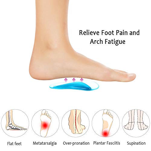 8 pares Plantillas de Silicona Plantillas para Zapatos de Corrección de pie Plano, Almohadillas de Soporte de Arco para Pies Planos y Fascitis Plantar