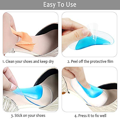 8 pares Plantillas de Silicona Plantillas para Zapatos de Corrección de pie Plano, Almohadillas de Soporte de Arco para Pies Planos y Fascitis Plantar