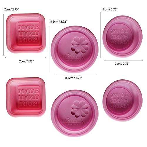 8 Pcs Jabon Silicona que Hace Moldes - 18 Unidades, Cuadrado, Redondo, Ovalado, Hecho a Mano Forma - Mollete Moldeo para Hornear, Moldes de Caramelo para Bricolaje, Artesanía (Rosa)