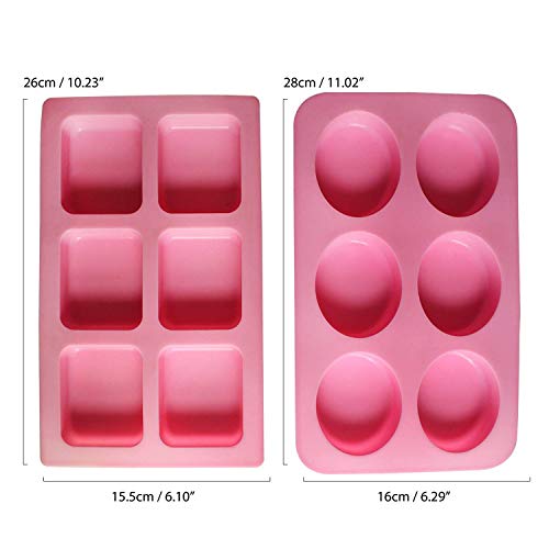 8 Pcs Jabon Silicona que Hace Moldes - 18 Unidades, Cuadrado, Redondo, Ovalado, Hecho a Mano Forma - Mollete Moldeo para Hornear, Moldes de Caramelo para Bricolaje, Artesanía (Rosa)