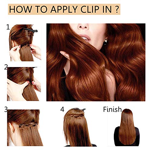 8"(20cm) Extensiones de Cabello Natural Clip [#2 Castaño Oscuro] 100% Remy Pelo Humano 8 Piezas 18 Clips Liso (45g)