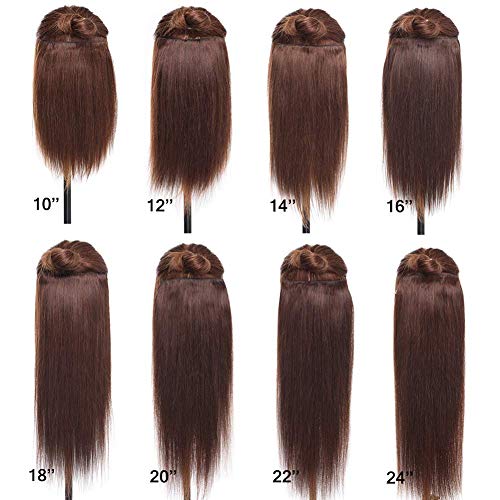 8"(20cm) Extensiones de Cabello Natural Clip [#2 Castaño Oscuro] 100% Remy Pelo Humano 8 Piezas 18 Clips Liso (45g)