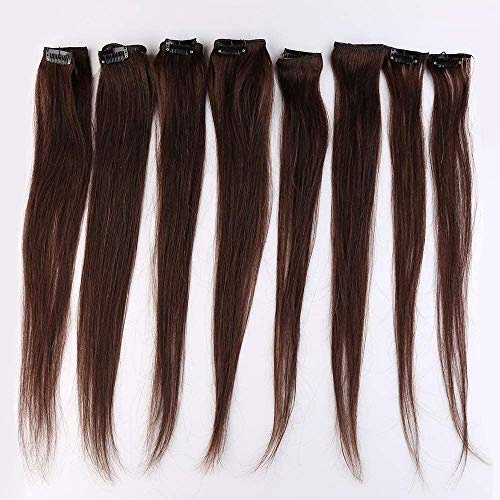 8"(20cm) SEGO Extensiones de Clip de Pelo Natural 8PCS [#2 Castaño Oscuro] 100% Remy Cabello Humano (45g)