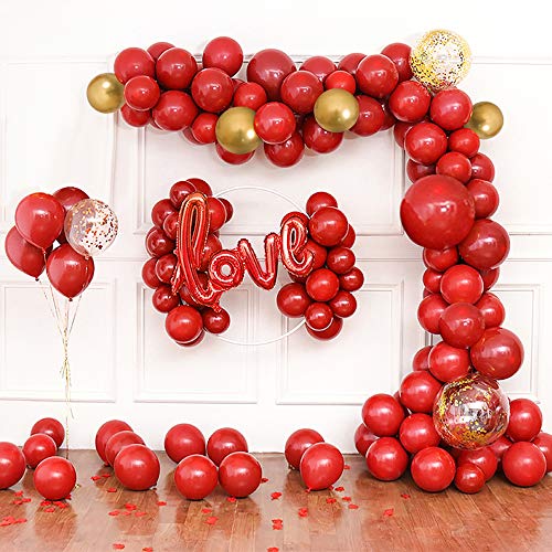 86 piezas de globos de helio rojo de amor con globos de látex para el día de San Valentín Boda nupcial Aniversario y decoración de compromiso