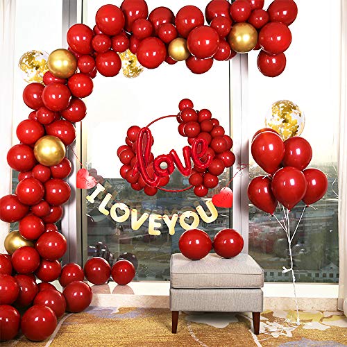 86 piezas de globos de helio rojo de amor con globos de látex para el día de San Valentín Boda nupcial Aniversario y decoración de compromiso