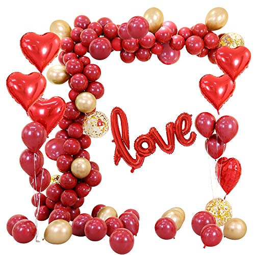 86 piezas de globos de helio rojo de amor con globos de látex para el día de San Valentín Boda nupcial Aniversario y decoración de compromiso