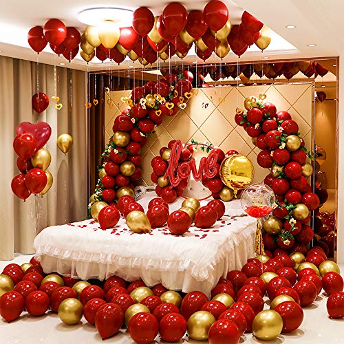 86 piezas de globos de helio rojo de amor con globos de látex para el día de San Valentín Boda nupcial Aniversario y decoración de compromiso