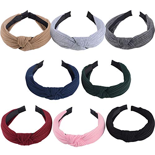8pcs Diademas de Pelo Anchas Diadema de Nudo Bandas de Pelo para la Cabeza Turbantes para Mujer Diadema Para Mujer Chica Niña Accesorio de Pelo 8 Colores Variados
