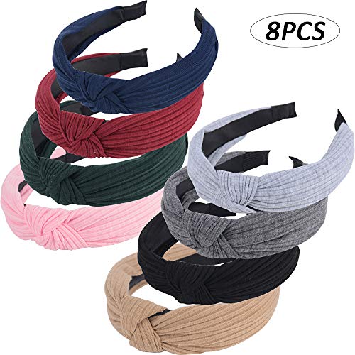 8pcs Diademas de Pelo Anchas Diadema de Nudo Bandas de Pelo para la Cabeza Turbantes para Mujer Diadema Para Mujer Chica Niña Accesorio de Pelo 8 Colores Variados