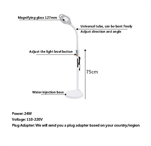 8X Lupa Lámpara de pie con luz fría Polea rebordea Facial Lámpara de Aumento de Medicina de Belleza Anillo Tatuaje luz de la inspección sin Sombra Luces de Lectura Lámparas de luz