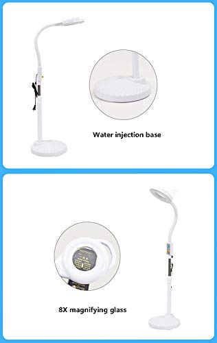 8X Lupa Lámpara de pie con luz fría Polea rebordea Facial Lámpara de Aumento de Medicina de Belleza Anillo Tatuaje luz de la inspección sin Sombra Luces de Lectura Lámparas de luz