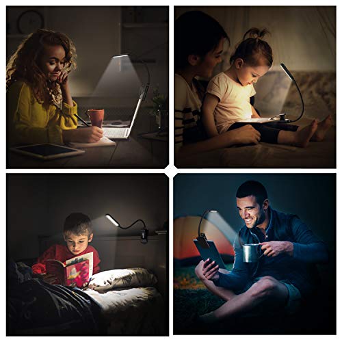 9 LED Luz de Lectura Libro, OMERIL Lampara Lectura Recargable con Sensor Táctil, 3 Modos de Brillo Ajustable (Luz Cálido y Blanco), Luz Pinza Libro para Lectores Noche, E-Reader, Estudio, Cama, Tablet