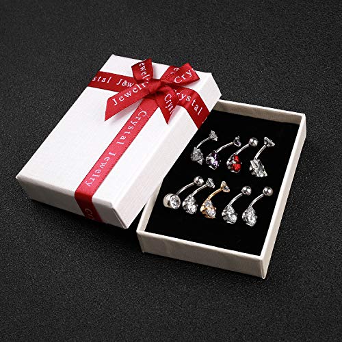 9 piezas Piercing del ombligo Piercing de ombligo de titanio Piercing del ombligo de acero inoxidable Anillo Piercing del ombligo Piercing ombligo de cristal DQ-1