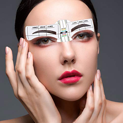 96 Unids Tarjeta de cejas, Kalolary 48 pares Pegatinas en forma de cejas Plantilla para dar forma a las cejas Preparación Kit de plantillas con 6 tarjetas de conexión reutilizables Guía de maquillaje