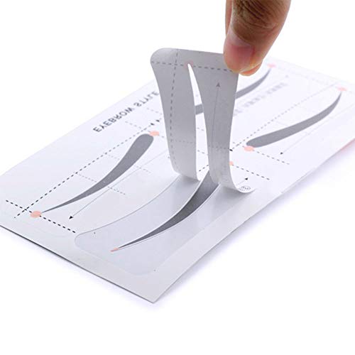 96 Unids Tarjeta de cejas, Kalolary 48 pares Pegatinas en forma de cejas Plantilla para dar forma a las cejas Preparación Kit de plantillas con 6 tarjetas de conexión reutilizables Guía de maquillaje