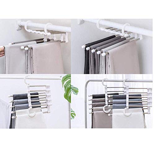 a ray of sunshine Pantalones Vaqueros Organizador,5 en 1 Multilayer Perchas,Perchas Ahorro de Espacio,Pantalones Perchas,Armario Pantalones,Perchas de Metal,Perchas,Perchero de Acero Inoxidable