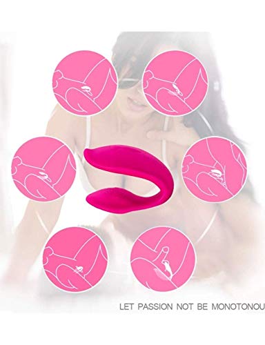 A simple love Motor de masajeador doble de silicona con control remoto: 9 tipos de vibración y modo de estimulación, hembra, macho (Rosa)