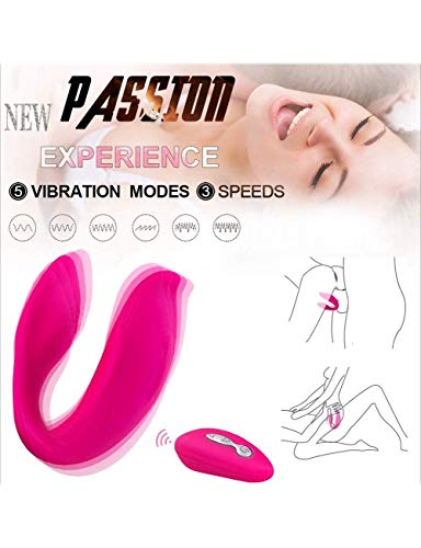 A simple love Motor de masajeador doble de silicona con control remoto: 9 tipos de vibración y modo de estimulación, hembra, macho (Rosa)