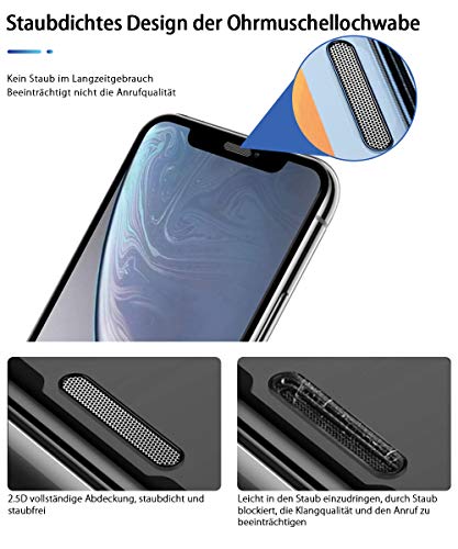 A-VIDET 2 Piezas Protector Pantalla iPhone 11 / iPhone XR,Anti-Burbujas Anti-despegamientos Anti-arañazos Cobertura Completa Tecnología 3D para iPhone 11 / iPhone XR